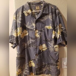 Tommy Bahama Blue/Gray and Yellow Floral Shirt